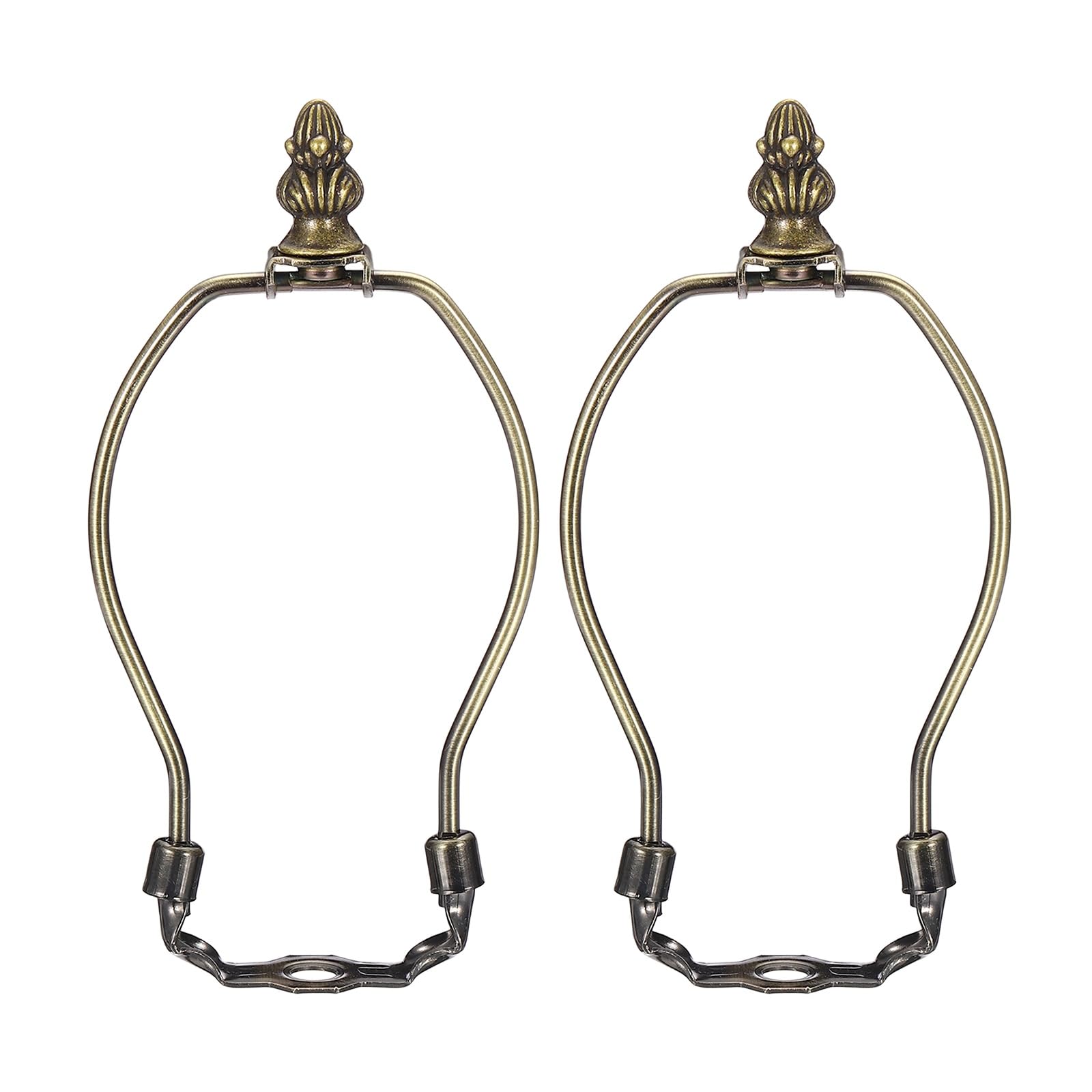 PATIKIL 2 Set 6" Lamp Shade Harp Holder, Heavy Duty Detachable Lampshade Brackets with 1.26" Height Solid Metal Finial Shade Holder for Table and Floor Lamps, Bronze