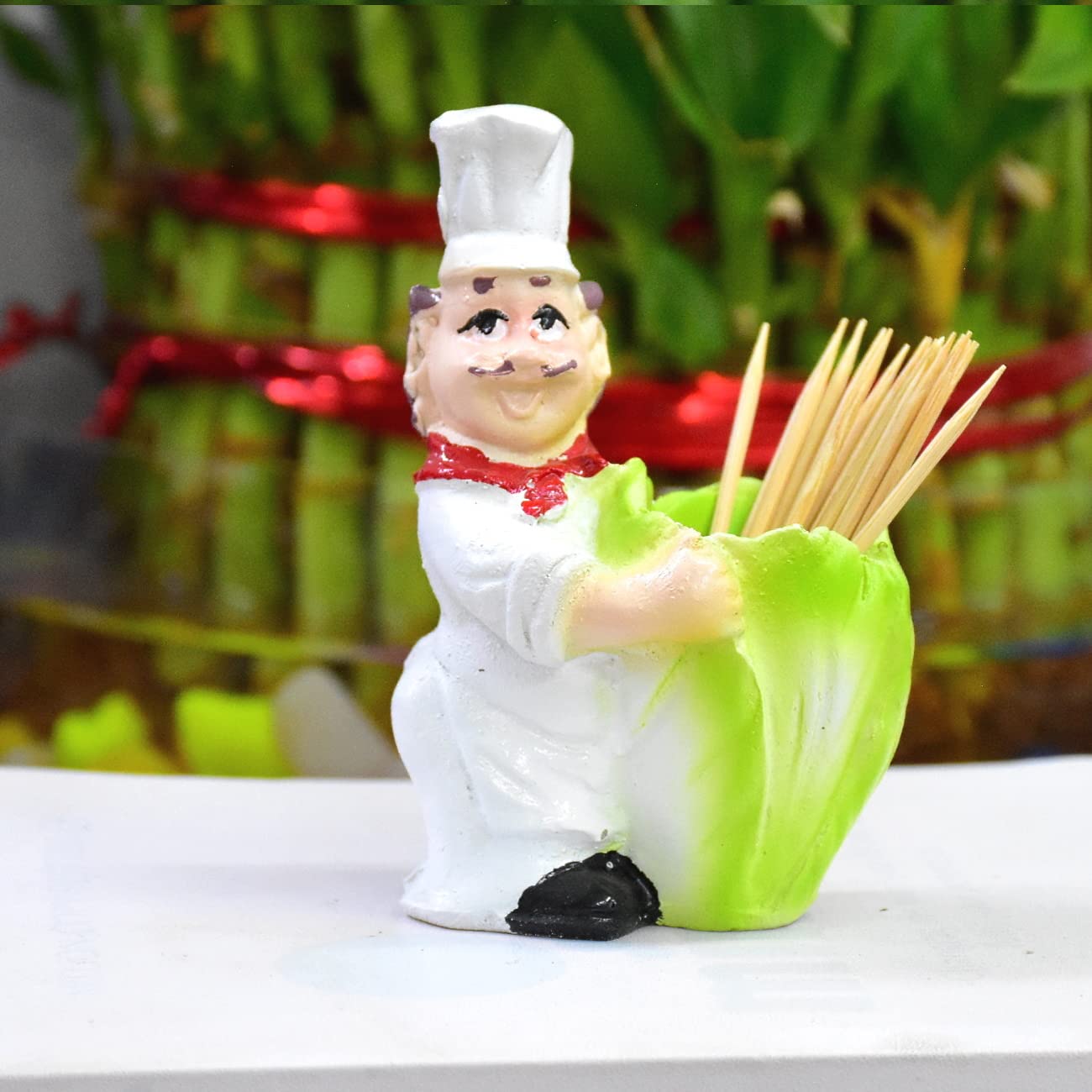 Chef Holding Cabbage Toothpick Holder for Dining Table