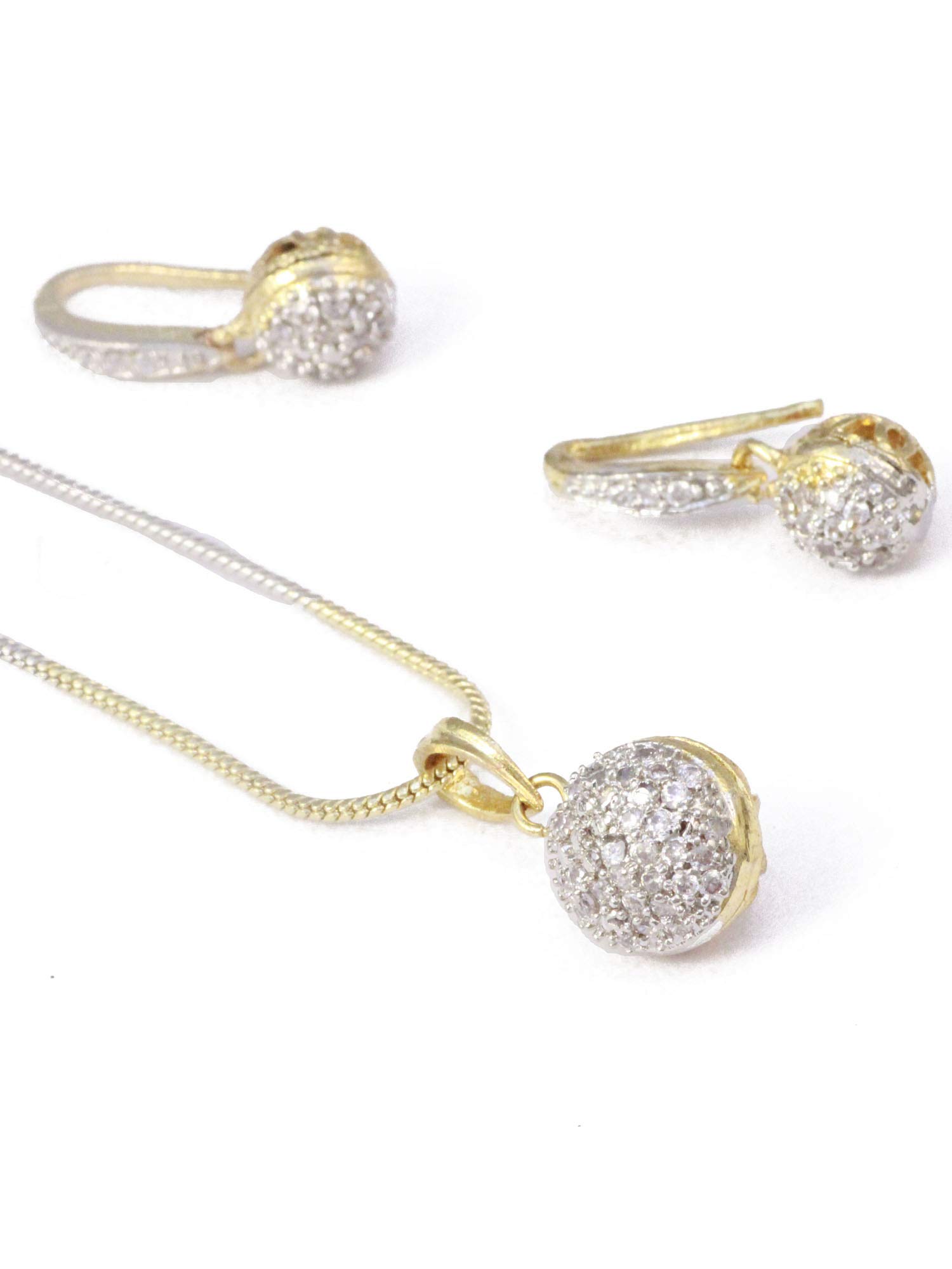 Karatcart American Diamond Gold Plated Designer Pendant with Earrings Jewellery for Women (B08KWKVLY5) Amazon Price History, Amazon Price Tracker