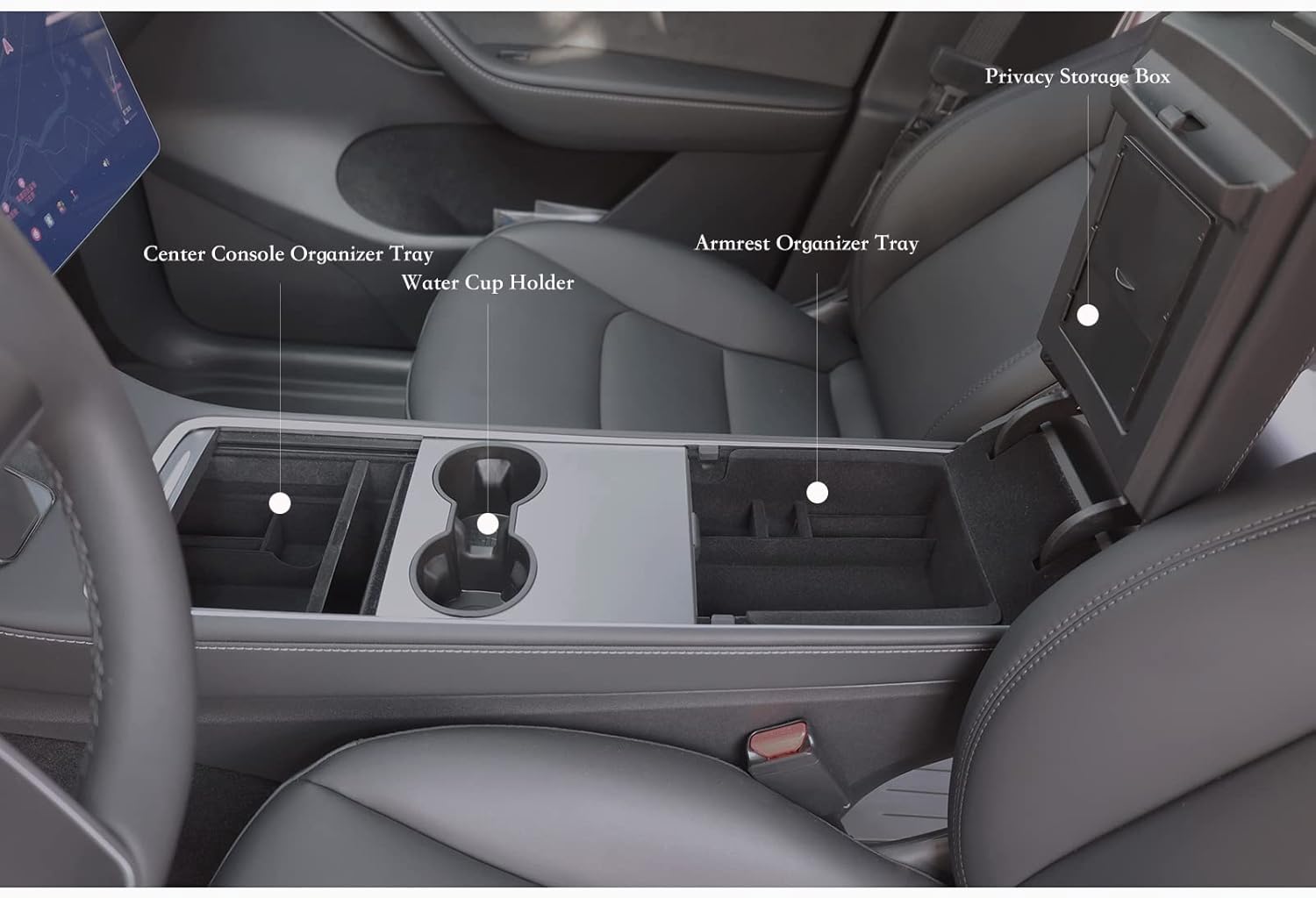 Trunk Storage Bins For Tesla Model Y,Center Console And Armrest Organizer Tray,Cup Holder,Waterproof Odorless Side Storage Box 2024 2025 Accessories 7 Seater