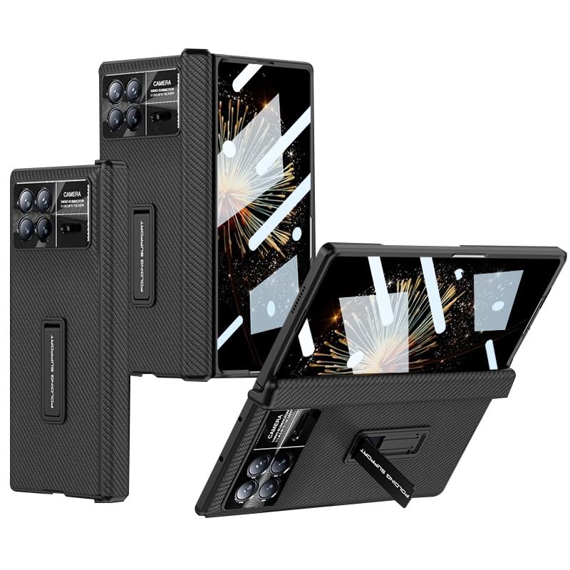 Case For Xiaomi Mi Mix Fold 3 Case with Screen Protector Magnetic All-Inclusive Shockproof Cover Leather Folio Flip Case Drop Shockproof Hard Full-Body Protective Cover(Carbon Fibre Black)
