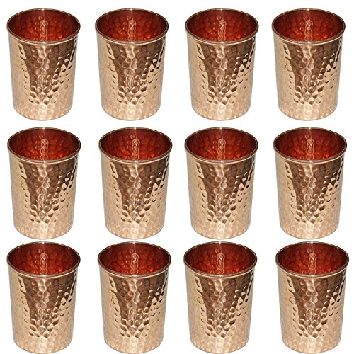 AVS STORES Lot de 12 verres ayurvédiques en cuivre pur martelé Cover