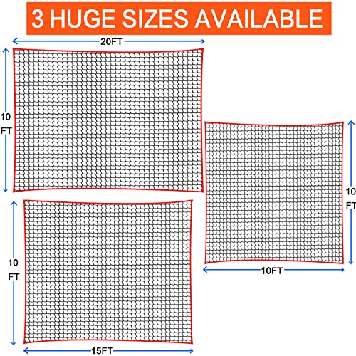 Golf Practice Barrier Net 10X10Ft 10X15Ft 10X20Ft Heavy Duty Netting High Impact Ball Hitting Net For Backyard Driving Rang Training Soccer Baseball Hockey (10X10 Ft Golf Neting Set-Red) #TOP6