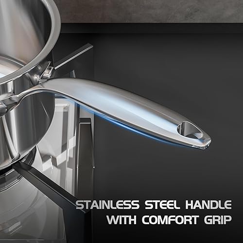 Miniatura 7 de Meythway Juego de ollas y sartenes no tóxico, juego de utensilios de cocina de acero inoxidable de 16 piezas con vaporizador, utensilios de cocina