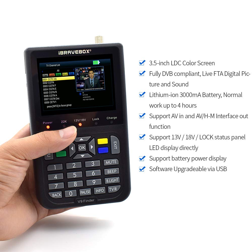 Détecteur de Satellite numérique, Compteur de Satellite, détecteur de Satellite LCD, Compteur de Signal Satellite numérique, détecteur de Satellite avec écran numérique LCD de 3,5 Pouces