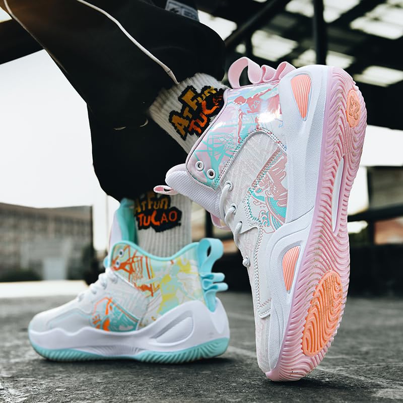 Image of Womens Mens Basketball Shoes Volleyball High Top Breathable Fashion Comfortable Outdoor Sport Non Slip Rubber Sneakers