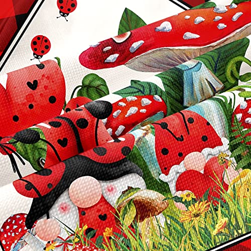 Red Mushroom Pillow Cover Cartoon Cute Ladybug Wild Botanical Plants Decor Cushion Cover For Kids Boys Girls Retro Plaid Rustic Jungle Cushion Case For Bedroom Sofa Rv 18X18 Inch #TOP3