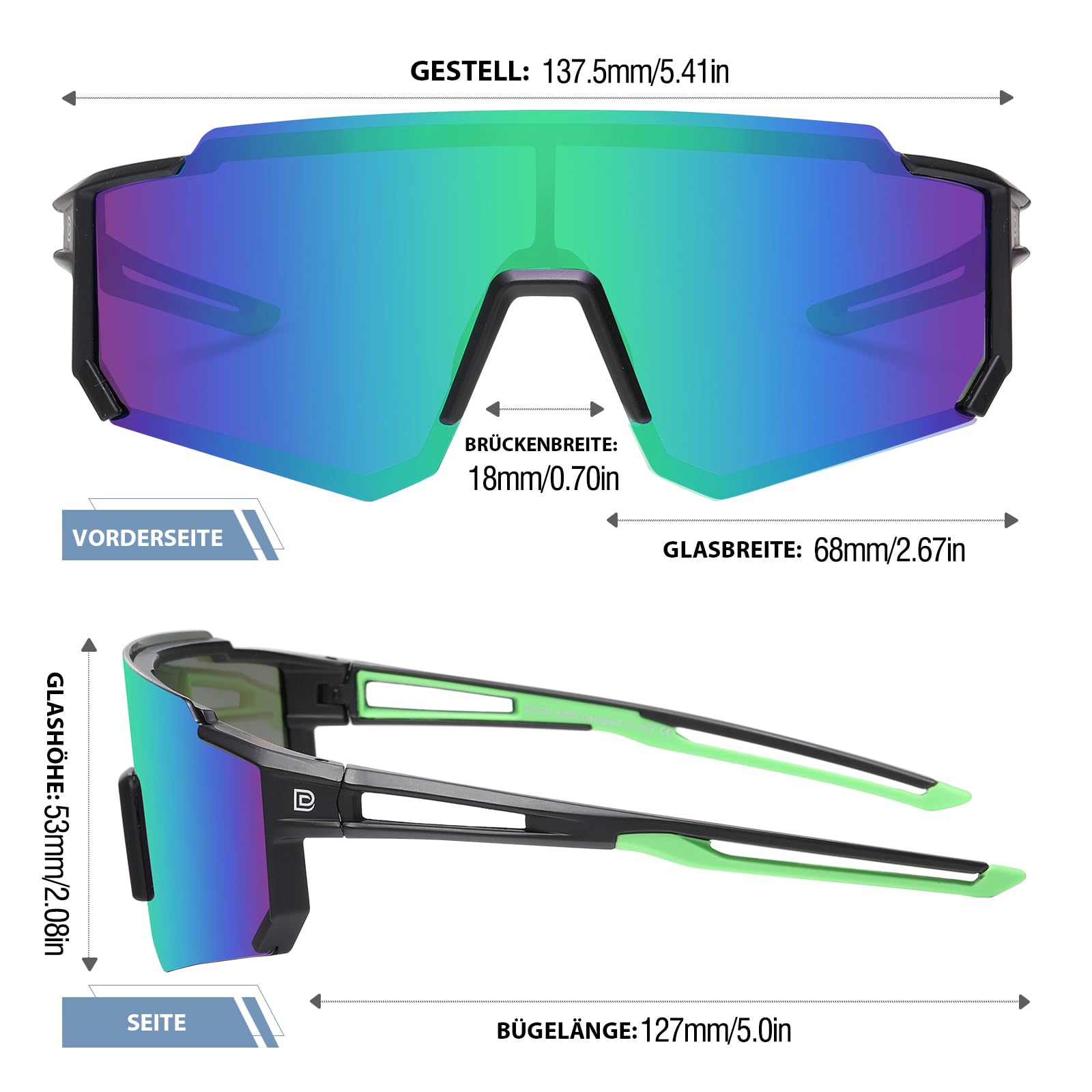 DUCO Lunettes de soleil polarisées DK310 - Pour jeunes garçons et filles - Pour le cyclisme - Cadre léger UV400 - Pour enfant de 8 à 16 ans