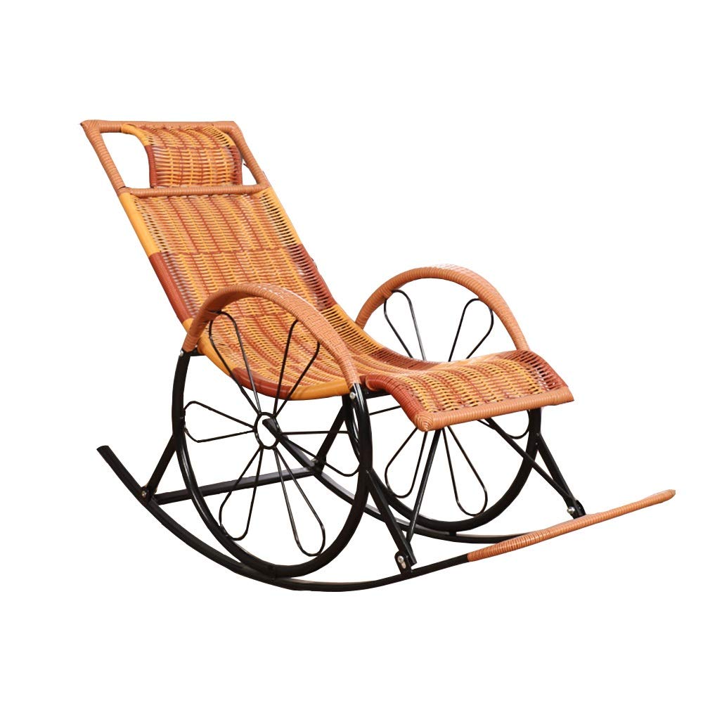 Axdwfd Ancient Yellow Deck Chair Lounge Chair, Rattan Chair Lounge Chair Senior Lunch Break Chair Balcony Garden Camping Terrace Lazy Lounge Chair Leisure Chair 145 * 65 * 83 Cm (Color : )