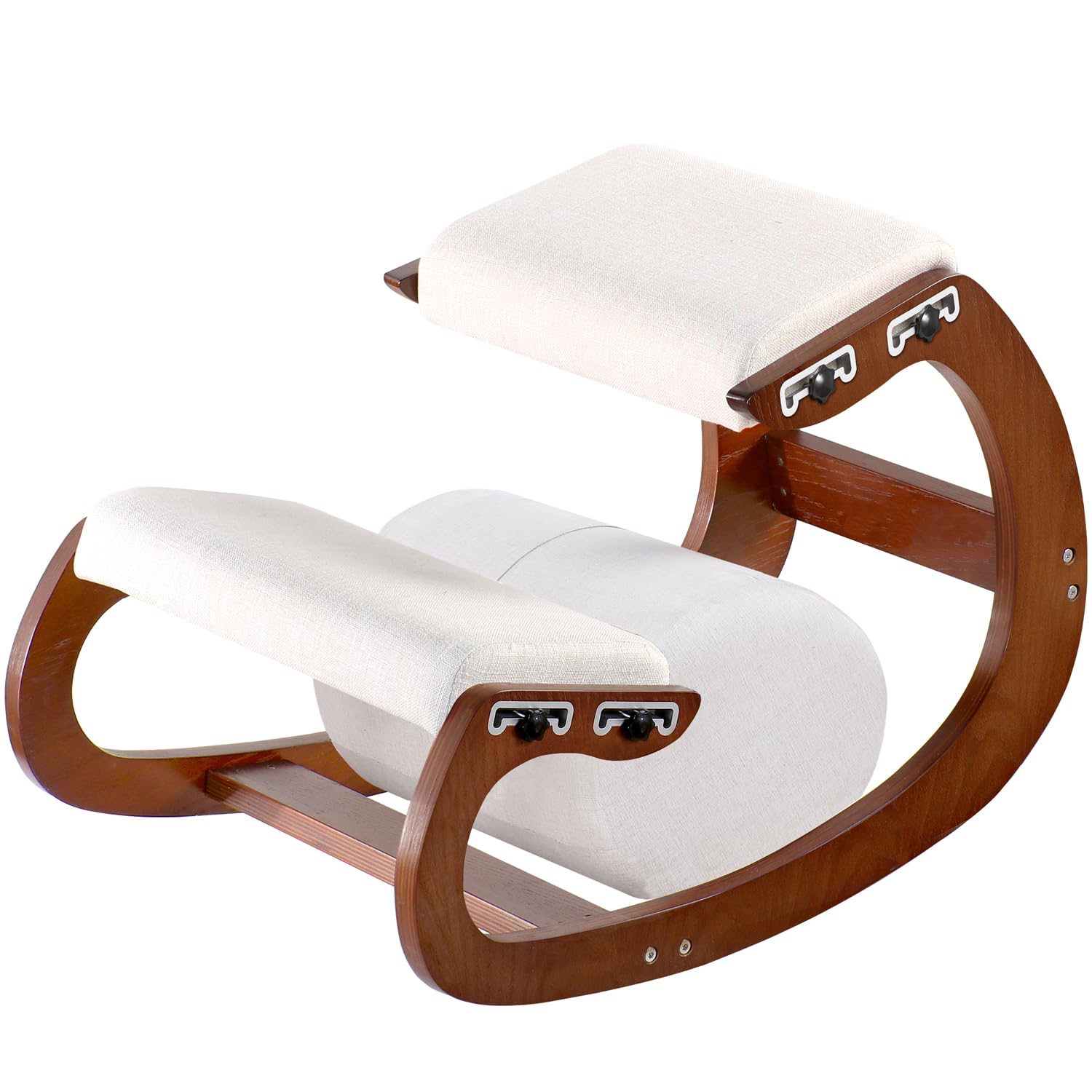 Adjustable Kniestuhl, Ergonomischer Schaukelstuhl aus Holz - Verbessern Sie Ihre Körperhaltung mit einem angewinkelten Sitz für Zuhause, Büro (Pekannuss)