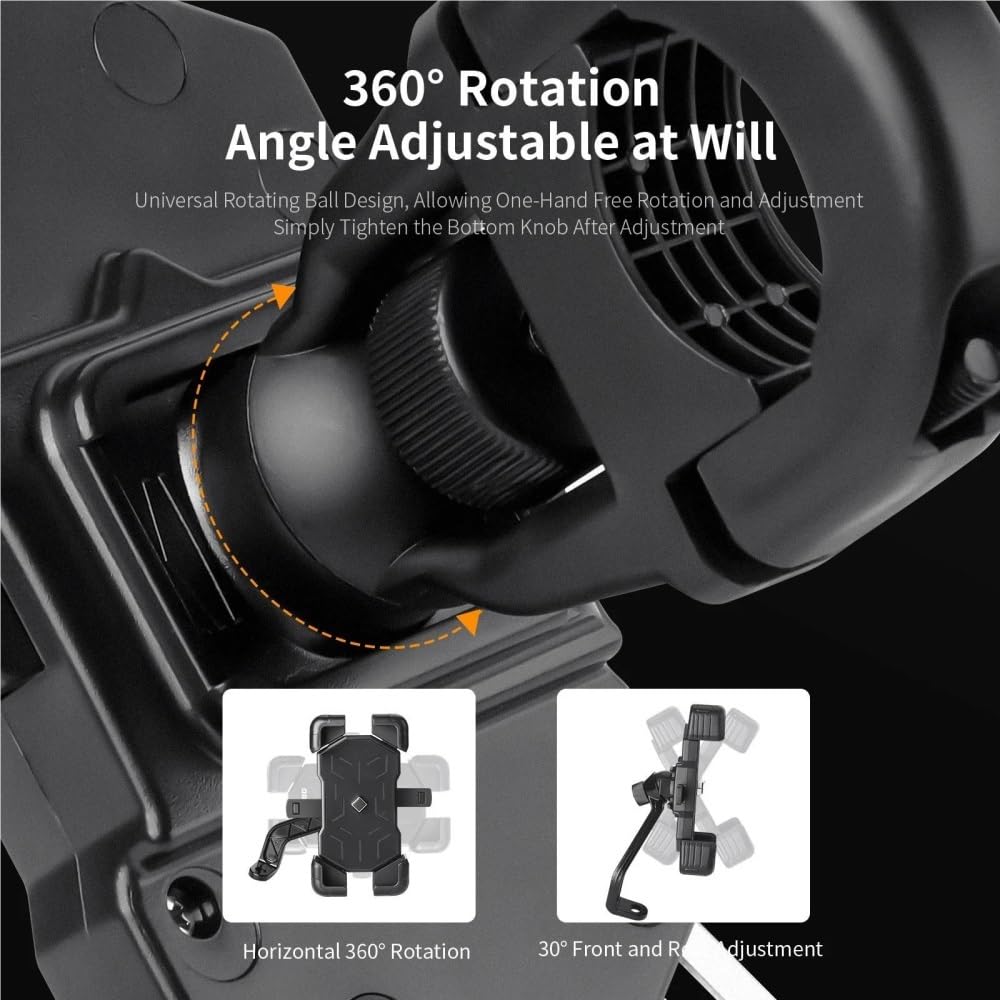 Soporte para Teléfono De Bicicleta Vista 360​​° Universal Ajustable para Móvil A Prueba Golpes 4.5-7.2 Pulgadas Piezas Moto(Naranja,Mirror)