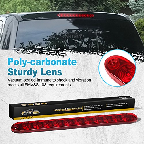 Partsam 2Pcs Red 15" 11 Led Trailer Light Bar Sealed Stop Turn Tail Park Third 3Rd Brake Light Truck Trailer Marker Id Bar Waterproof Dot Compliant #TOP2