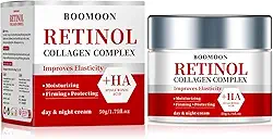 Creme facial de colágeno retinol com ácido hialurônico, creme de rugas para rosto, pescoço com ácido hialurônico de colágeno, creme facial hidratante para dia e noite para homens e mulheres, 50 g (1)