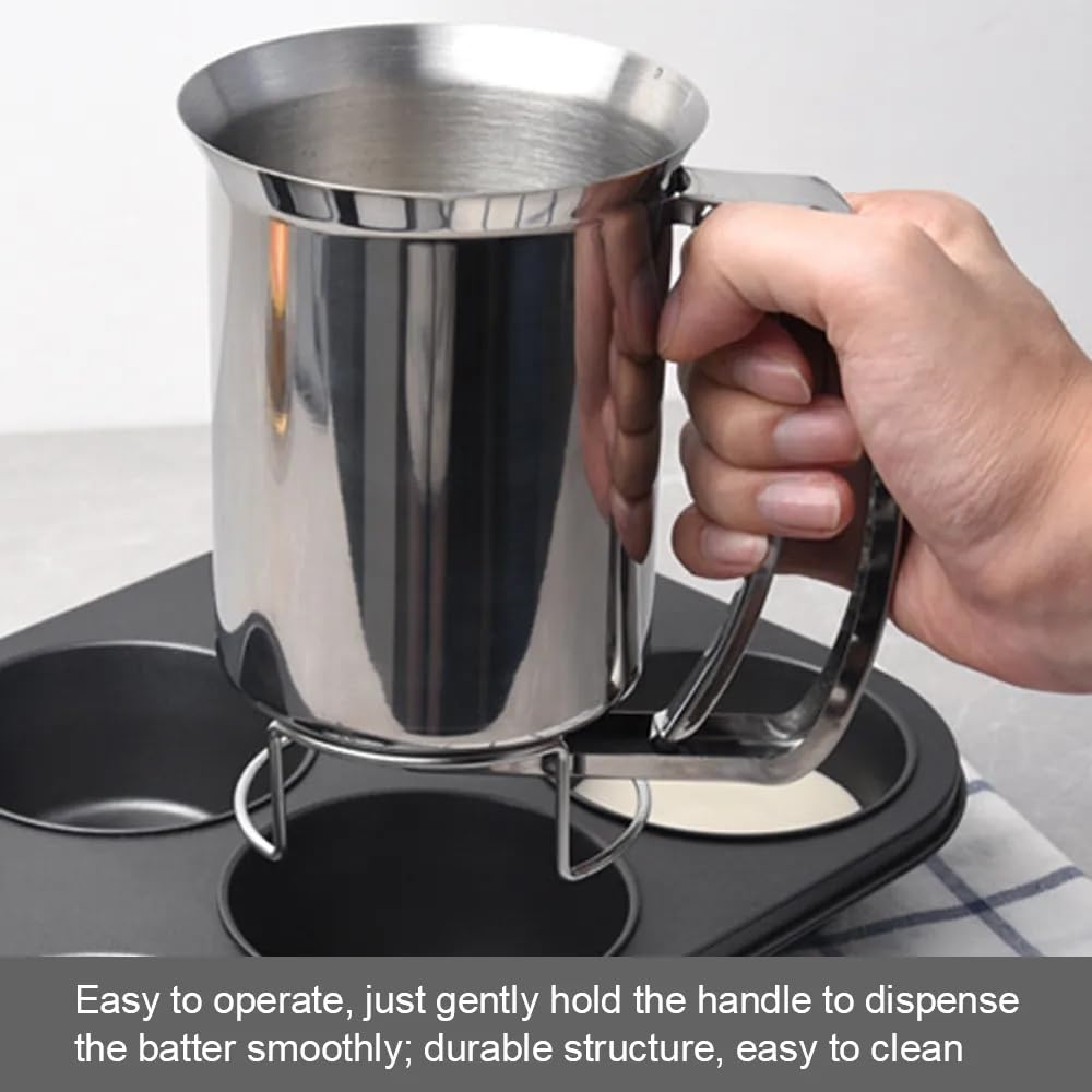 Handheld Stainless Steel Batter Dispenser Cake Cupcake Dough Dispensers Kitchen Tool Baking Waffles Flour Paste Piston Funnel