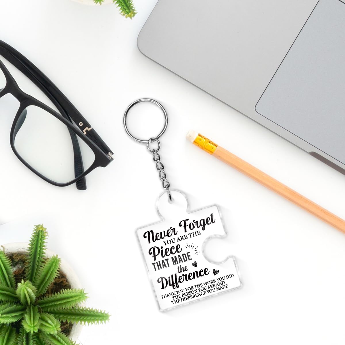 Thank You Appreciation Gifts Bulk for Coworkers Employees, 12 Pcs Retirement Goodbye Gift for Teachers Nurse Mentor, Never Forget You Are the Piece that Made the Difference Acrylic Puzzle Keychains - Image 3