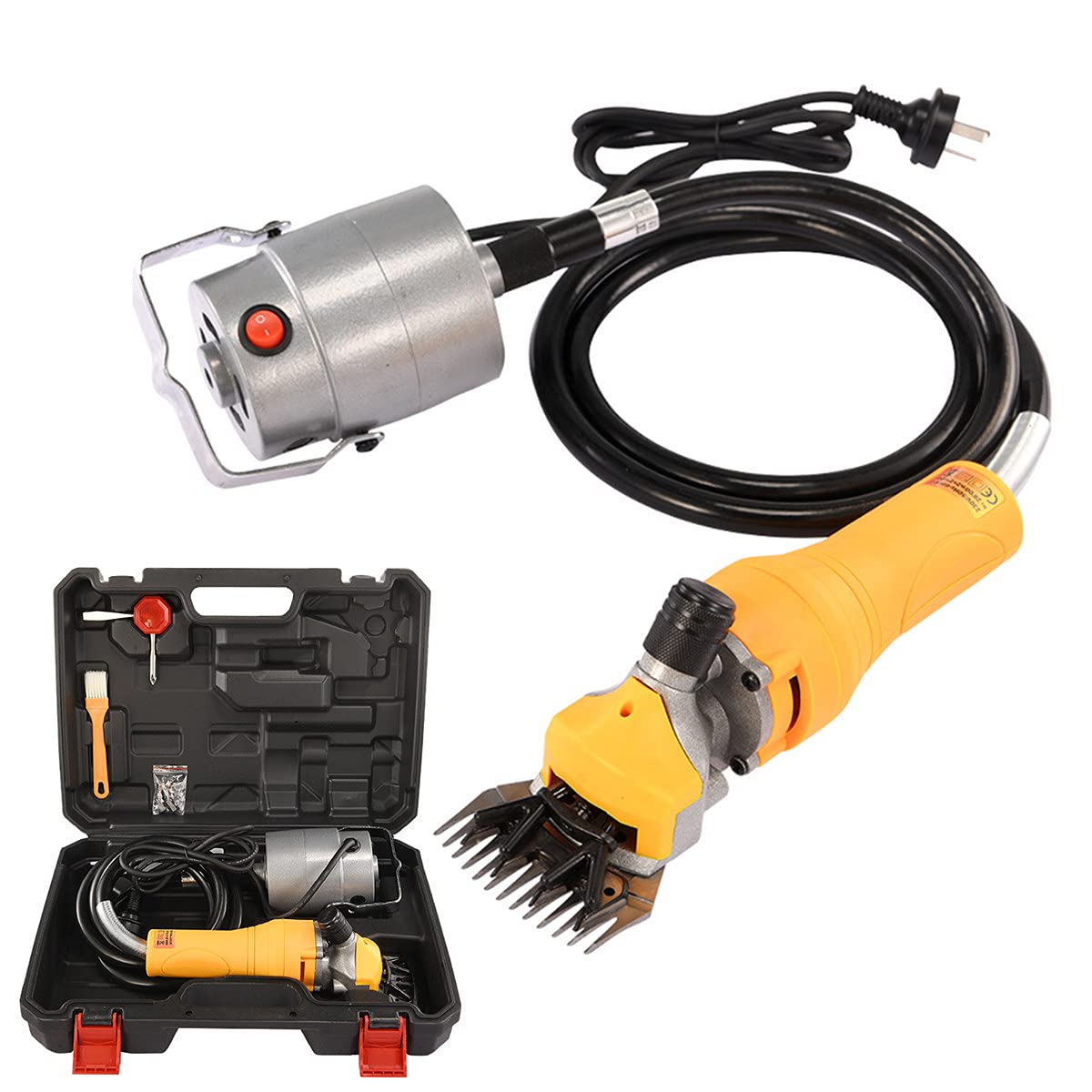 690W Esquiladora Eléctrica Profesional ara Oveja,esquiladora Para Ovejas Eficiente con Eje Flexible, Para Afeitar Lana de Piel en Ovejas, Cabras, Ganado, Ganado de Granja, Mascotas,Yellow