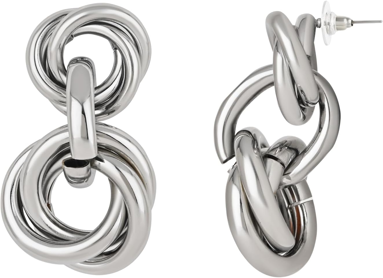 I Jewels Silver Statement Geometric Earrings for Women Trendy Chunky Gold Knot Link Drop Dangle Earrings Fashion Jewelry Gift - Image 4