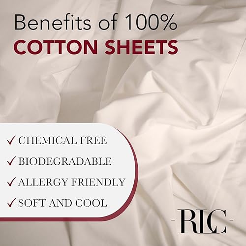 Miniatura 4 de Red Land Cotton Juego de sábanas de lujo  100% algodón cultivado en Estados Unidos  Premium Hotel ultrasuave ligero 4 piezas fabricado en Estados