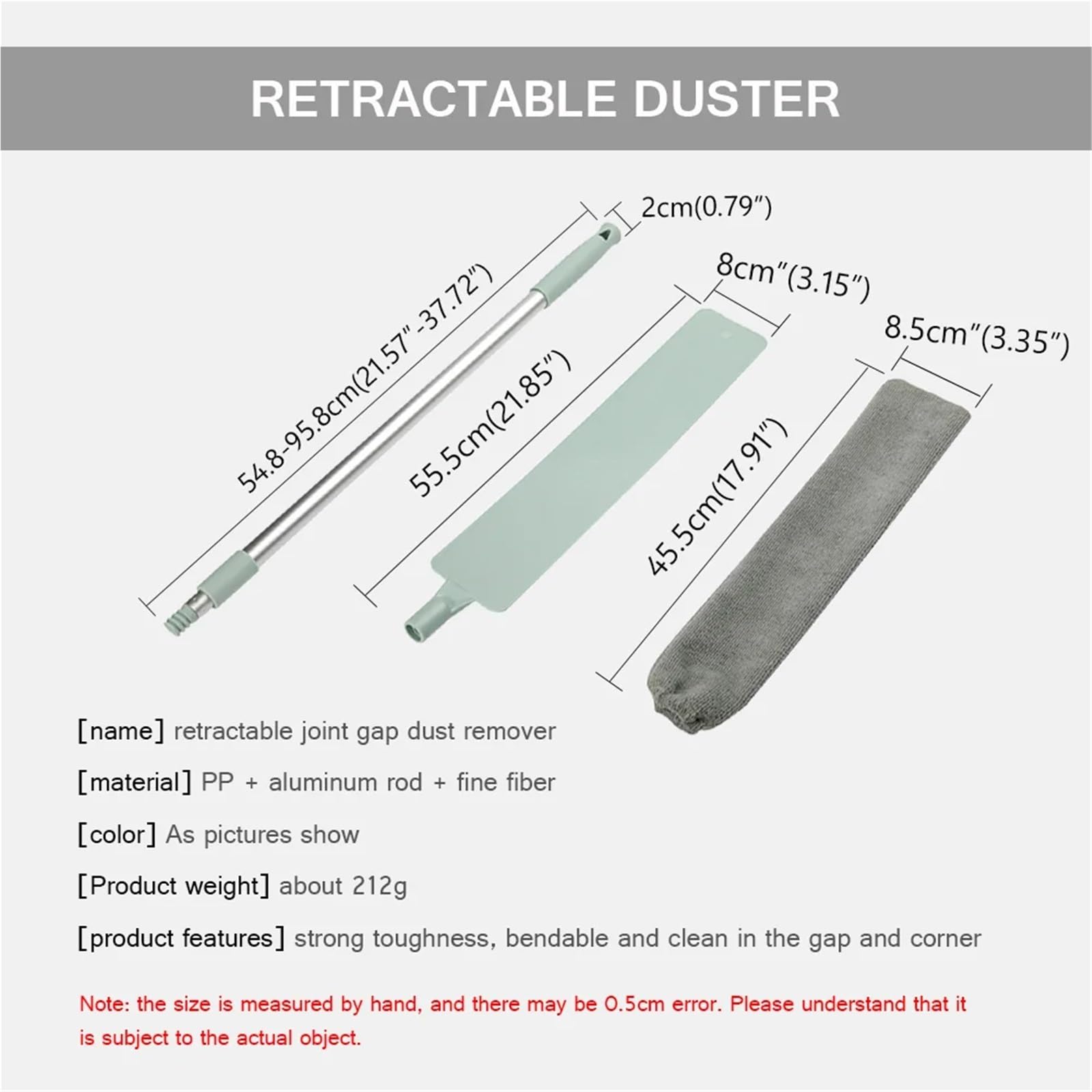 Plumero retráctil extensible con paños de microfibra, cepillo de polvo de mango largo para limpieza del hogar, limpiador de polvo para cama, sofá y zonas de difícil acceso (8 fundas lavables)