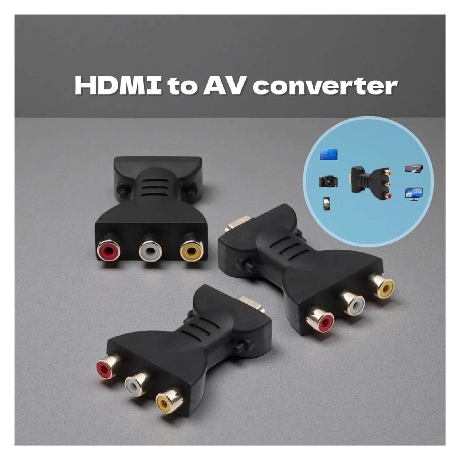HDMI to AV Converter 3RCA Audio Video Connector for TV Projector