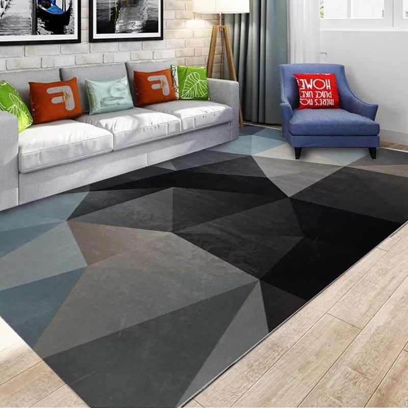 Alfombras Dormitorio DJHWWD Alfombra Perros Sala de Estar geométrica y Dormitorio Moderno Alfombra Lavable Salon Alfombra Oficina Negro alfombras...