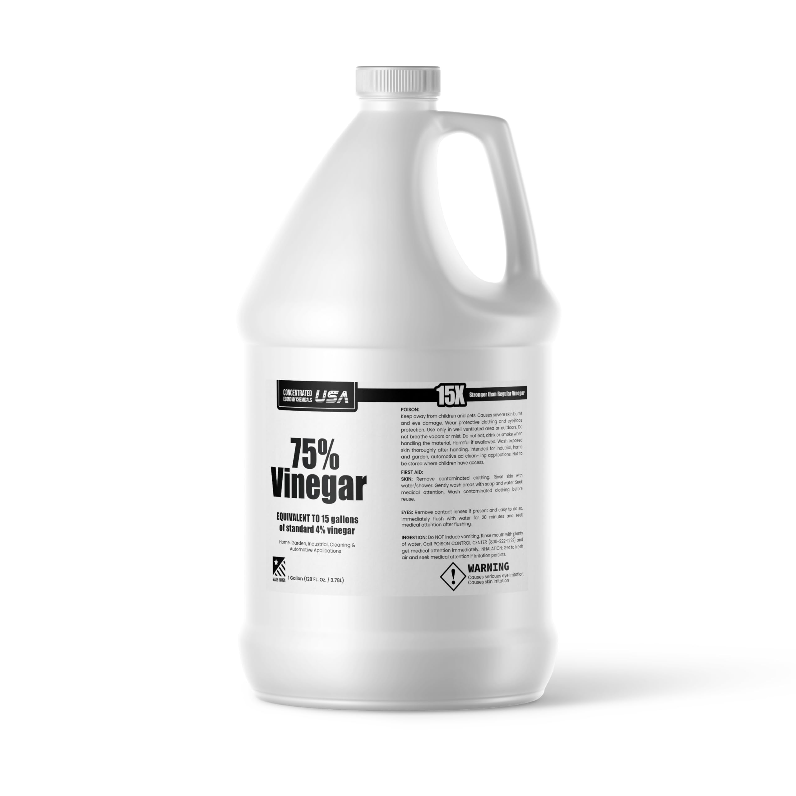 75% Pure Vinegar - Dilutes to 15 Gallons - 15x Power Vinegar - 1 Gallon Concentrated Cleaner