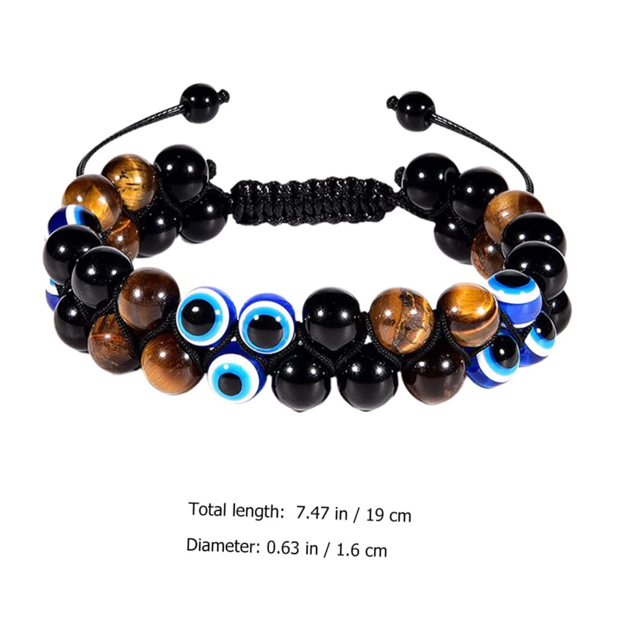 Didiseaon 2 Piezas Pulsera De Ojo De Mal De Ojo Para Yoga Pulsera Triple Pulsera De Obsidiana Mal De Ojo Pulseras De Tigre Para Hombres Yoga Joyería De Mano Doble Capa Hombres Y