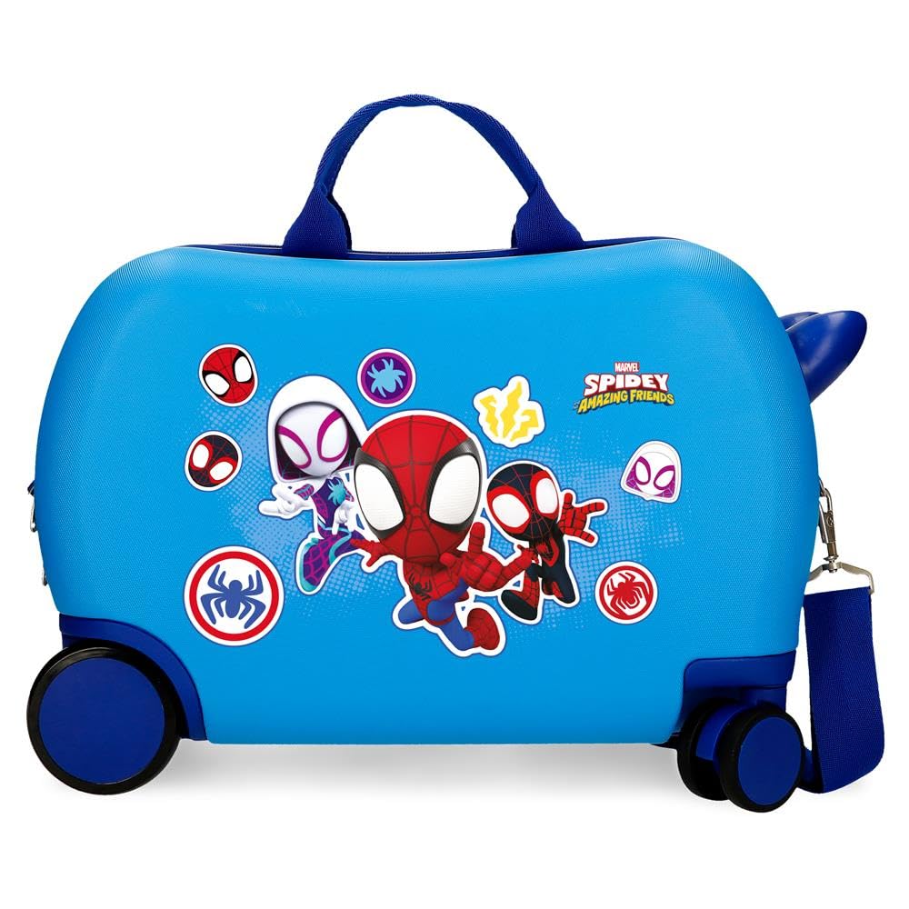 Marvel Joumma Go Webs Go Spidey Maleta Infantil, Azul, 4 Ruedas | Equipaje Mano