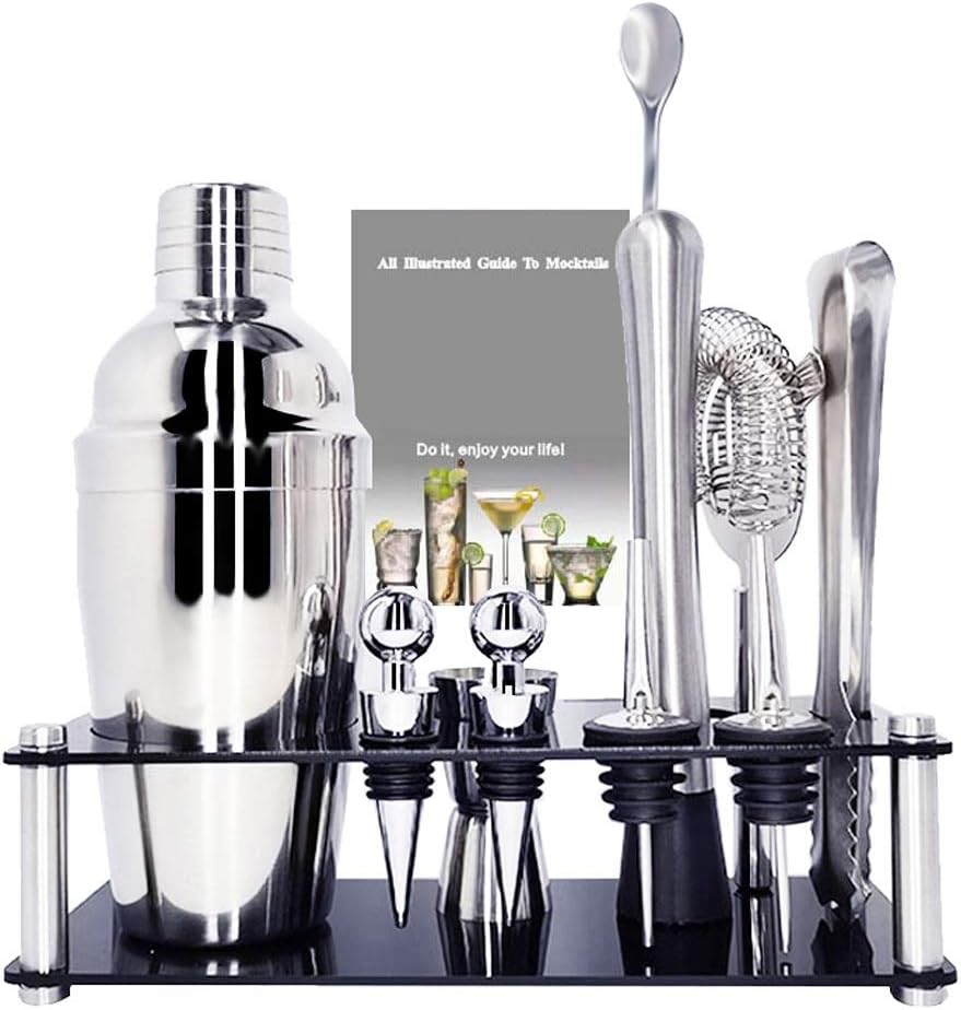 VIDI 11Pcs 750ml 550ml Premium Shaker Barware Set Stainless Bar Cocktail Bartender Kit With Wine Rack