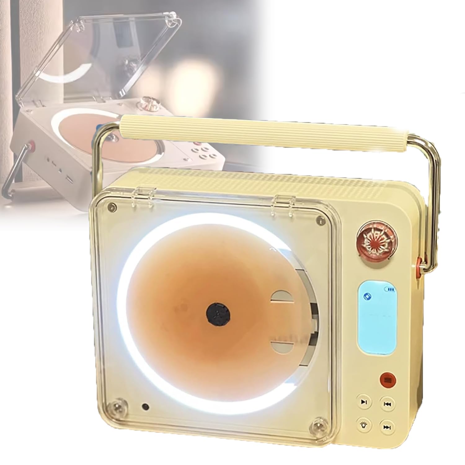 Lecteur CD Portable, Cadre Photo décoratif Musical, avec écran LCD, Bluetooth, télécommande, Prise Casque 3,5 mm, Batterie d'une capacité de 3600 mAh, pour la Maison et la Voiture