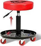 BullsArmor Foldable Z Creeper & Stool - 2 in 1 Mechanic Bench - Folding Adjustable Chair Design 300 Lbs Capacity - Heavy Duty Garage Seat Tool 6 Wheels - Gift Ideas for Car Guy Repair Shop Equipment