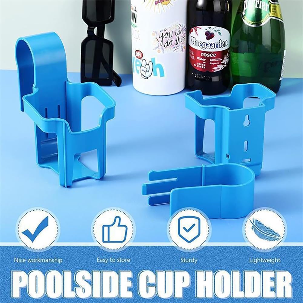 AVCULT 6-Pack Poolside Cup Holders for Above Ground Pools, Pool Drink Holder,Pool Cup Holder for Drinks, No Spill Drink Holder for Pool,Only Fits 2 Inch Or Less Round Top Bar