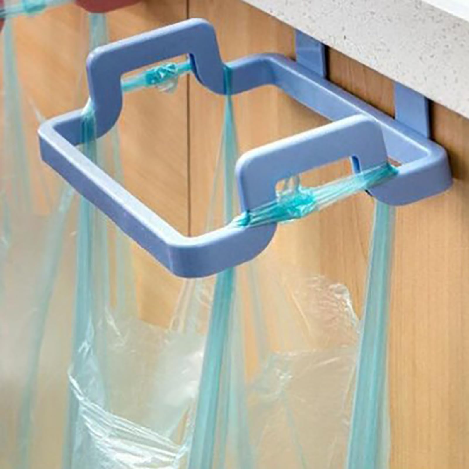 Trash Bag Holder, Over The Cabinet Plastic Trash Bag Holder Grocery Bag Holder Hanging Garbage Bag Holder for Kitchen Cabinet Door