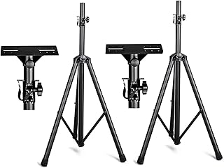 MAYQMAY Height Adjustable Up to 78.7 Inch Tripod DJ PA Speaker Stands Folding Universal Tripod Perfect for Stage or in-Studio Use, One Pair, Black