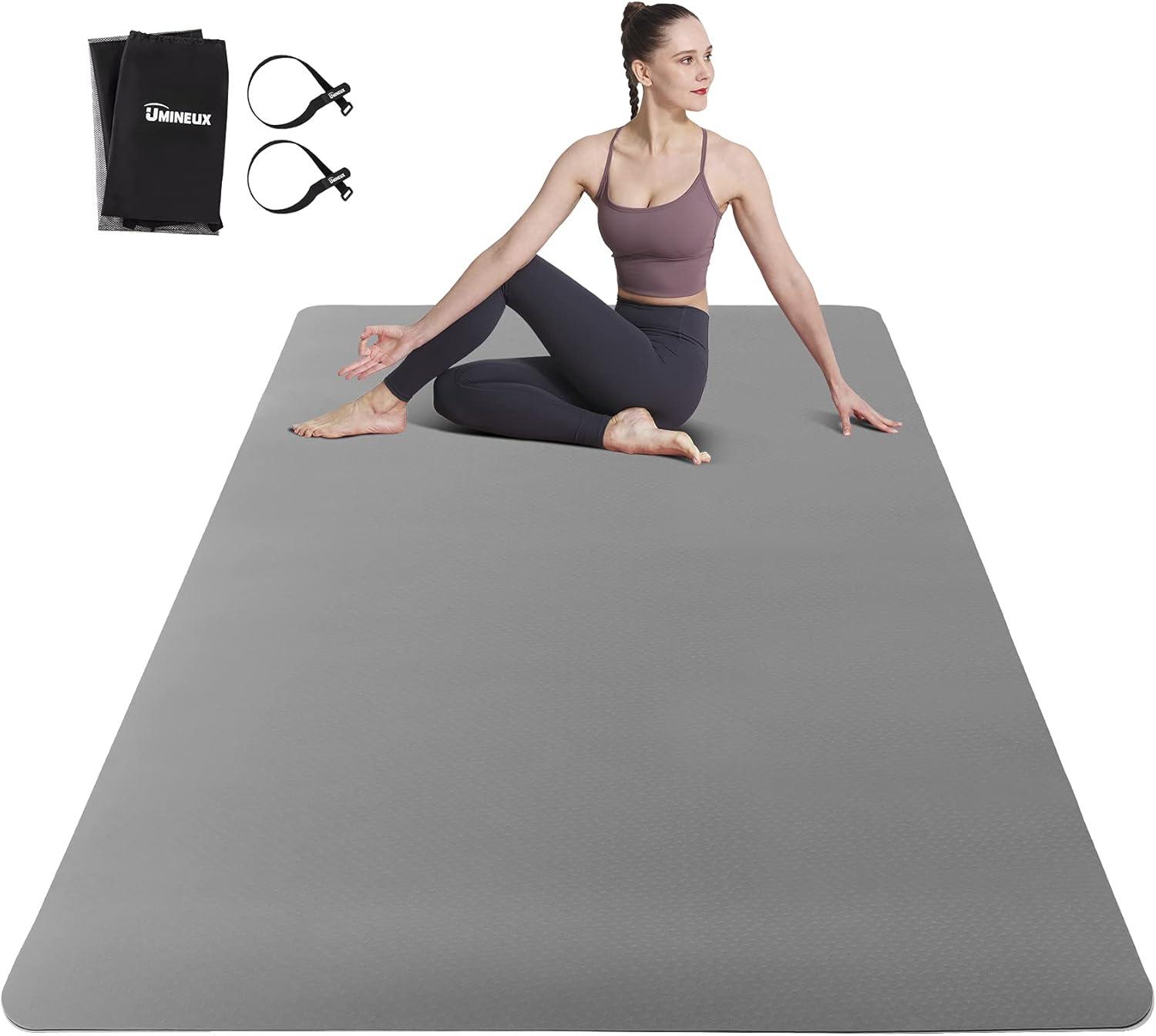 UMINEUX Tapete de yoga grande para hombres y mujeres de 14 y 25 pulgadas, extra grueso, TPE para entrenamiento en casa, gimnasio, antideslizante,