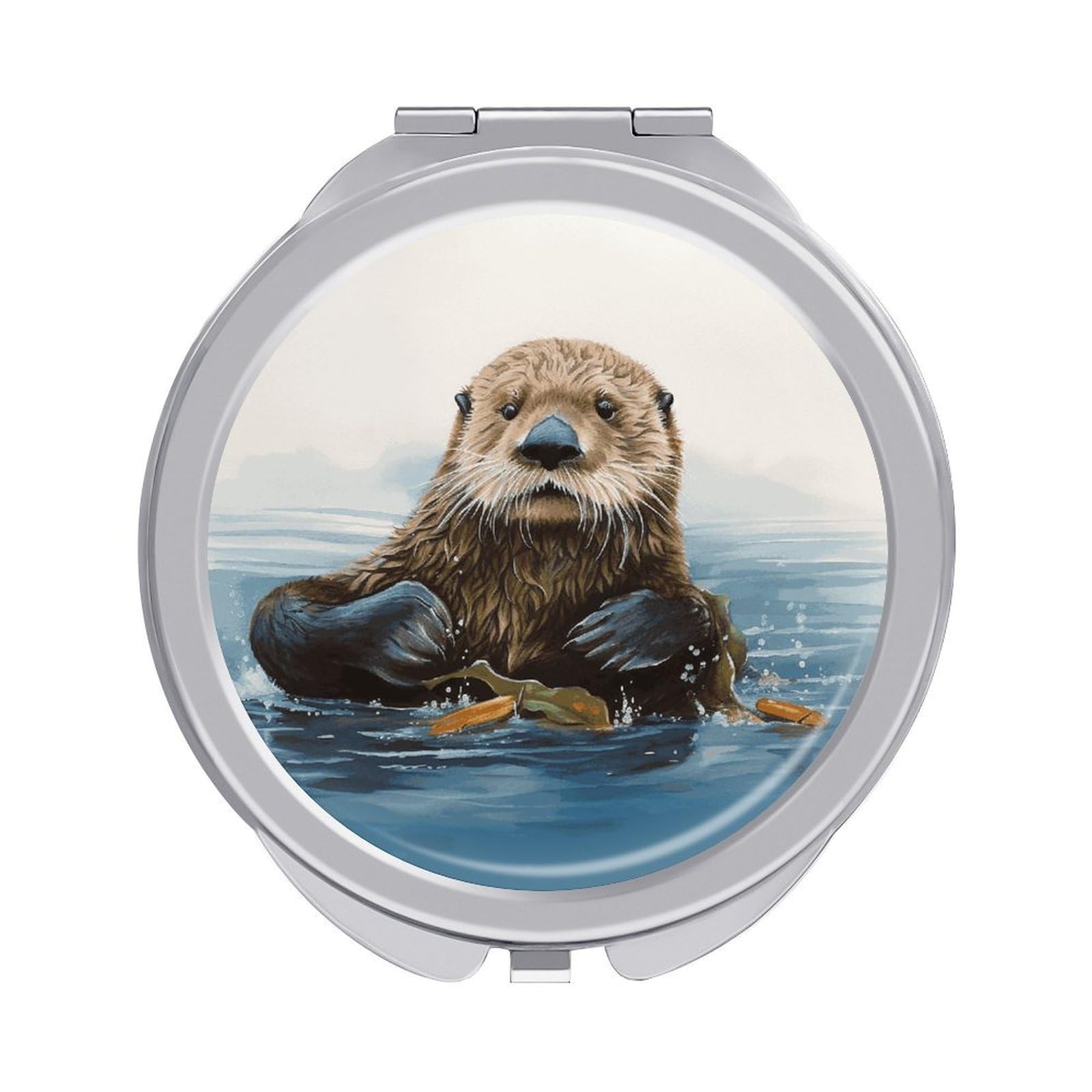 FekiLoot Sea Otter Travel Makeup Mirror 2 X /1 X Magnifying Slim Pocket Mirrors Compact for Purse Travel Makeup Mirrors for Pocket, Handbag, Purse Women Gift