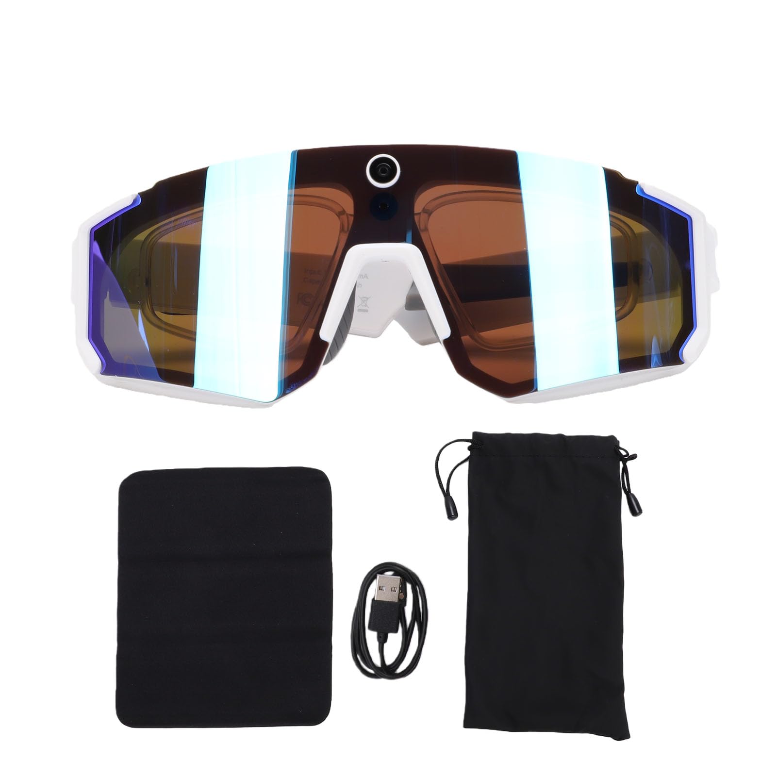 Tonysa Occhiali da Ciclismo Intelligenti con Intelligenza Artificiale 4K, Fotocamera HD da 8 MP, Bluetooth, Controllo Vocale e Stabilizzazione EIS, Ideali per Sci, Ciclismo Ed (Bianco Blu)