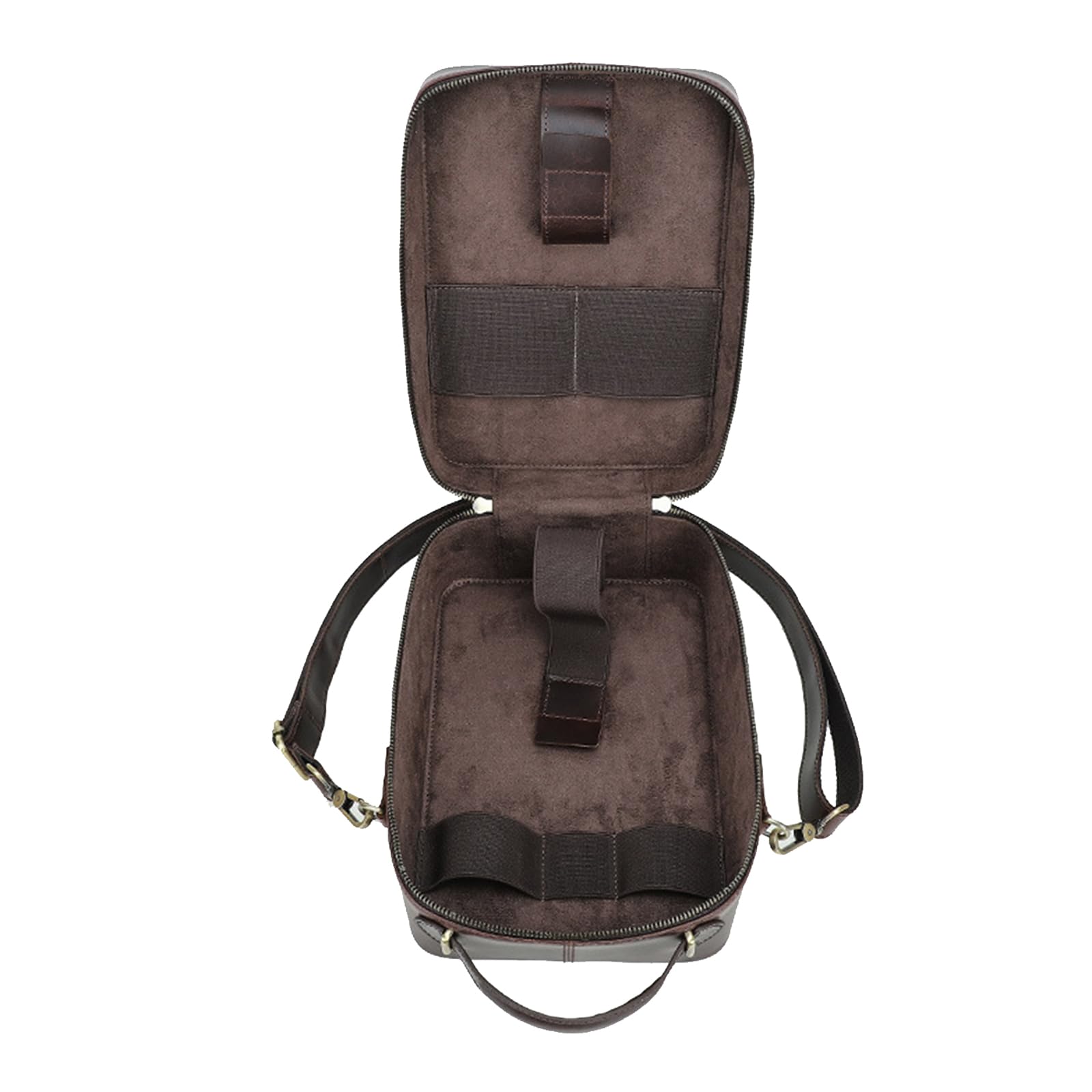 Custodia da viaggio impermeabile per cuffie con organizzazione intelligente e spaziose tasche eleganti in pelle marrone