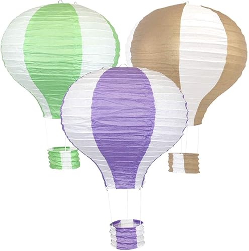 Just Artifacts Faroles decorativos de papel para globos de aire caliente de 12 pulgadas (3 unidades, surtido #7)