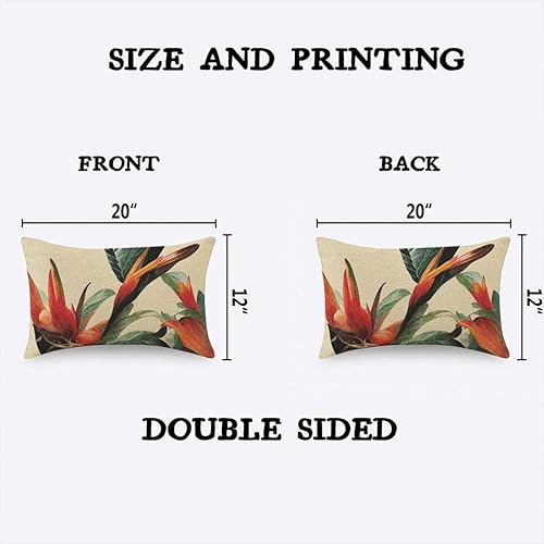 Miniatura 4 de TKS MITLAN Fundas de almohada decorativas de pájaros del paraíso y hojas, 12 x 20 pulgadas, para decoración del sofá del hogar