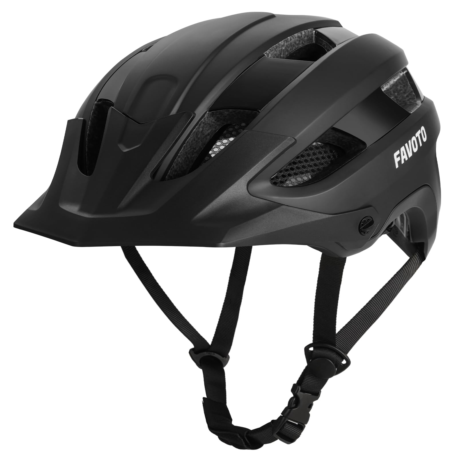 Favoto Casco Bicicleta Adulto Unisex - Casco Ligero de Bicicleta de Montaña (MTB) con Triple Capa de Protección, 14 Ventilaciones, Visera Desmontable y Forro Lavable