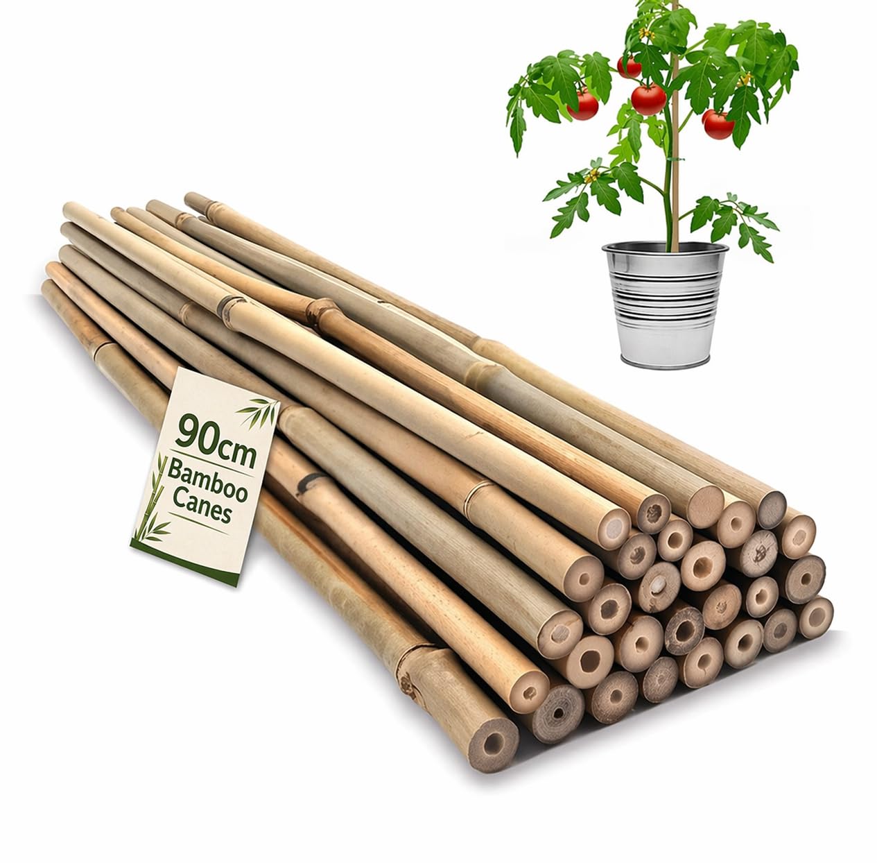 Eyesome Strong Heavy Duty Professional Bamboo Canes for Plant Support - Multiple Lengths 2ft - 3ft Garden Stakes, Durable Large Garden Canes Sturdy & Natural Bamboo Sticks (10 x 3ft / 90cm)