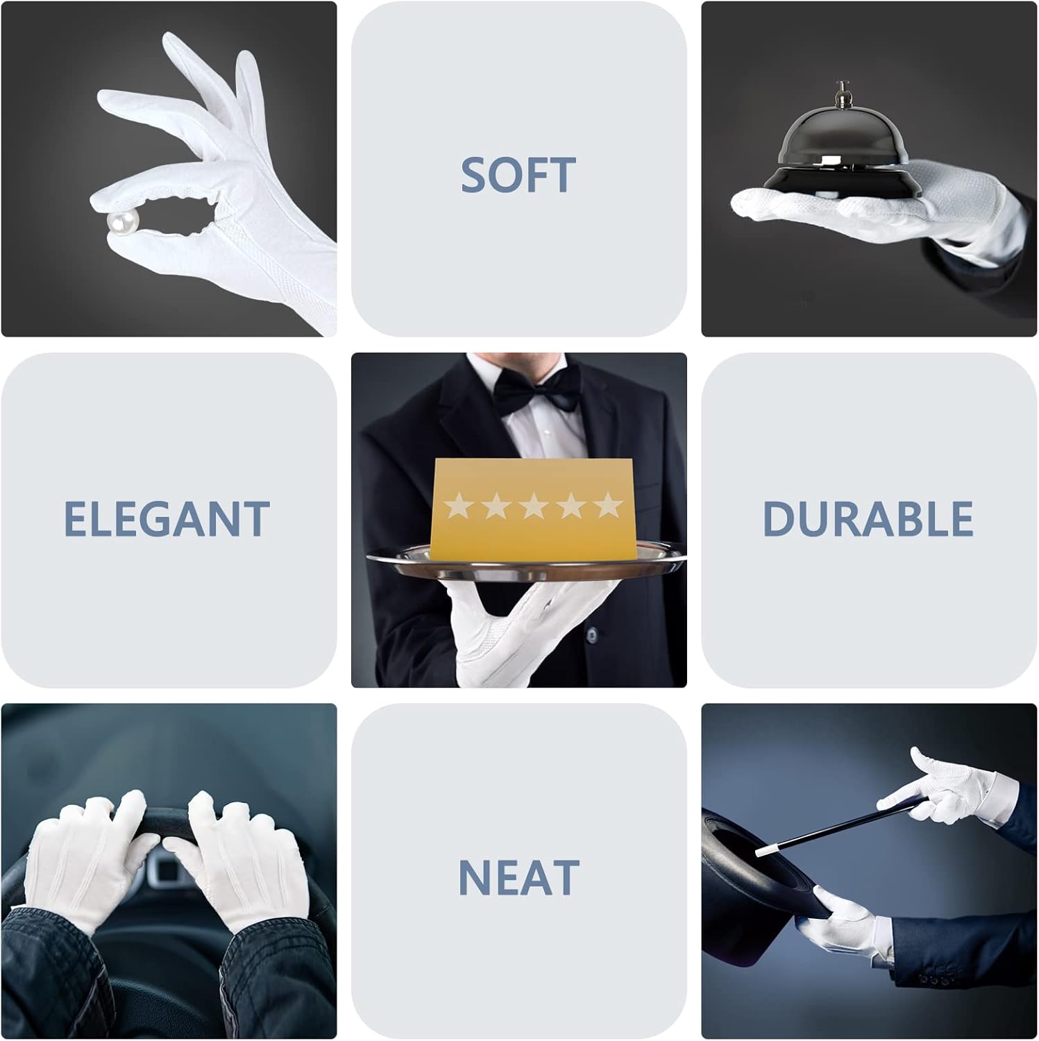 Beaded Parade Cotton Gloves for Women and Men With Grip - Non-Slip Costume Uniform Police Gloves With Snap Cuff - Image 6