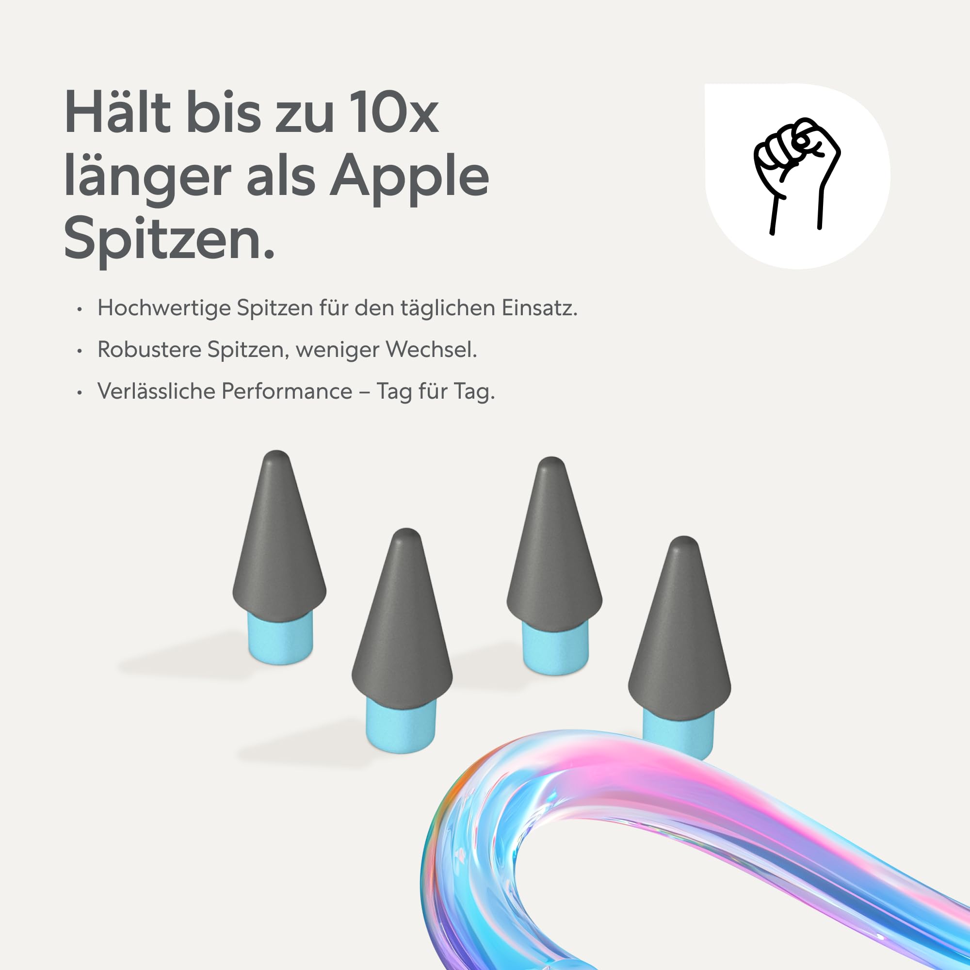 Paperlike® Pencil Tips (4X) für Apple Pencil 1. & 2. Gen, USB-C & Pro – 10x haltbarer, dezent mehr Kontrolle auf Bildschirmfolien mit Papiergefühl