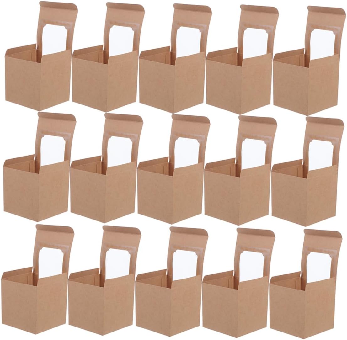 SEWACC 40pcs Kraft Mini Cupcake Boxes with Inserts and Window Lids, Individual Small Cardboard Containers for Wedding Dessert Packaging, Portable Muffin Carrier for Parties and Showers