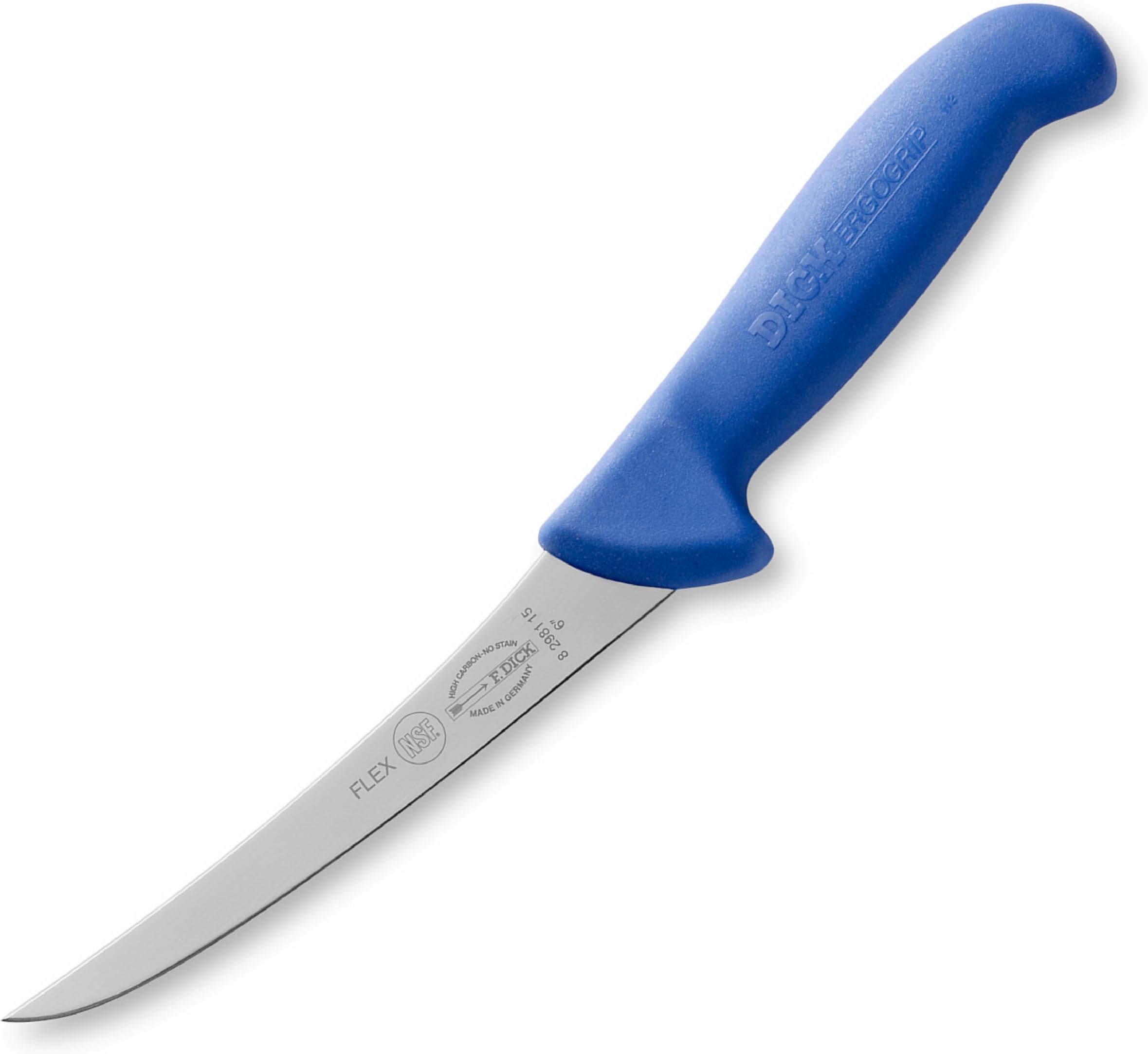 F. DICK – ErgoGrip Boning Knife Flex - Butcher knife with 5.9" curved blade & 56 HRC - Ideal for processing meat - NSF Certified - Stainless steel - Ultra sharp - Ergonomic handle - Made in Germany