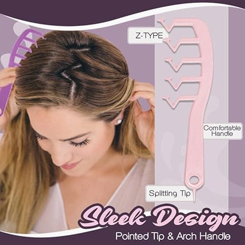 Miniatura 5 de Peine de hendidura para el cabello en forma de Z, peine de dientes anchos, flequillo rizado, peine de peluquería para peluquería, peine grande para