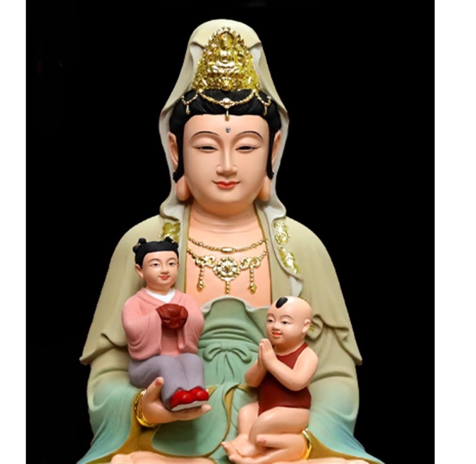 Budas Decorativos Buddha Estatua De Buda De Resina, Estatuas De Bodhisattva De Loto Sentado para Decoración del Hogar Escultura Adorno Artesanal(16in)