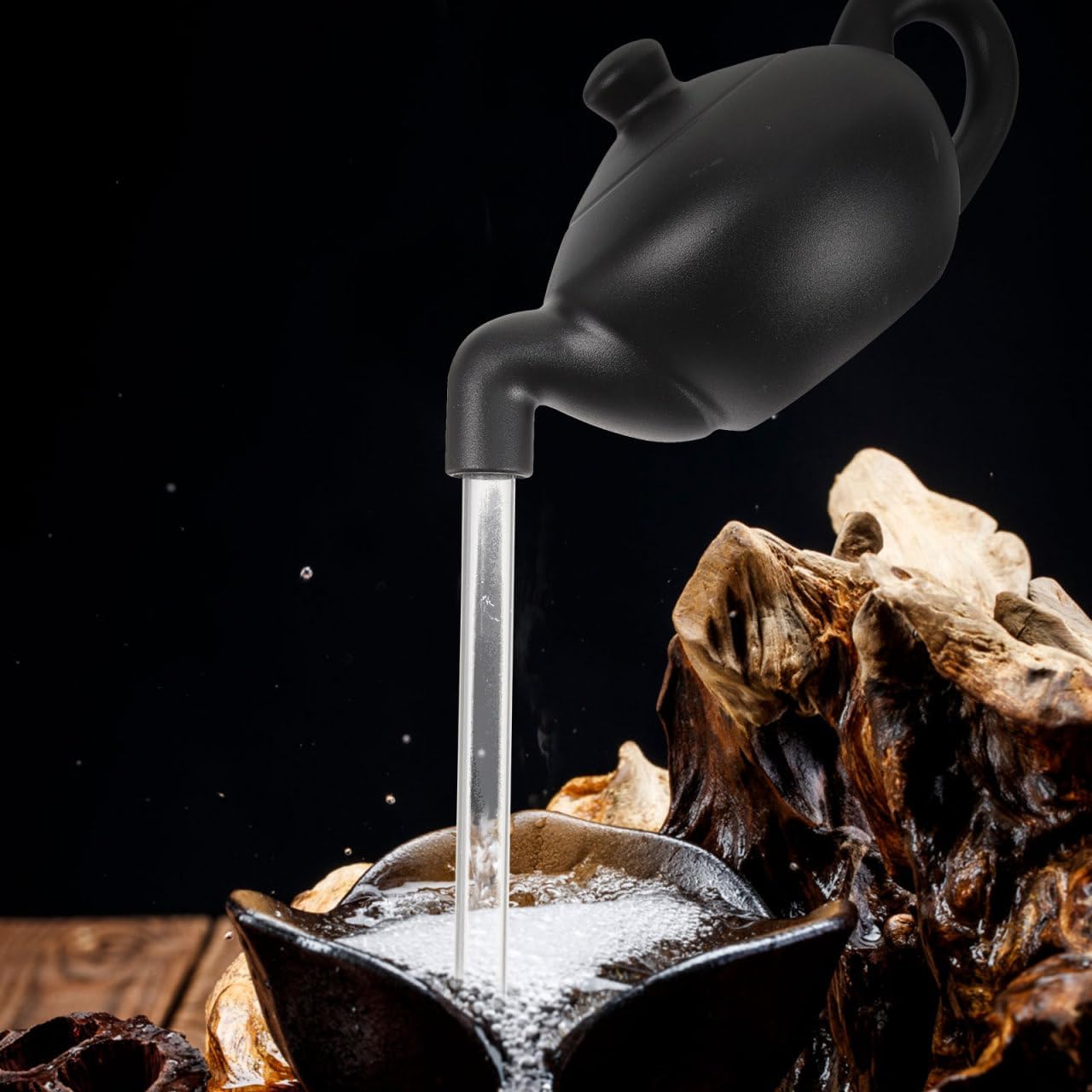 Hanging Teapot Fountain DIY Parts Desktop Waterfall Decoration with Tube Tabletop Water Fountain Teapot for Home Office Feng Shui Desk Water Feature