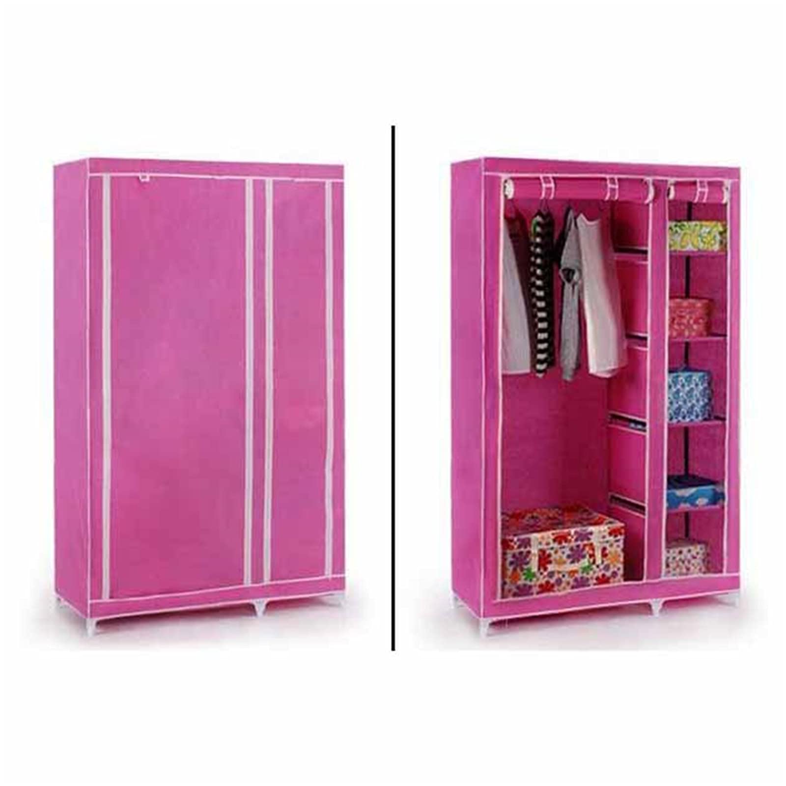 Szafa z tkaniny, przenośny organizer do przechowywania w szafie, otwarte pudełko do przechowywania 167 x 108 x 44 cm (rozmiar: 175 x 110 x 45 cm, kolor: C)
